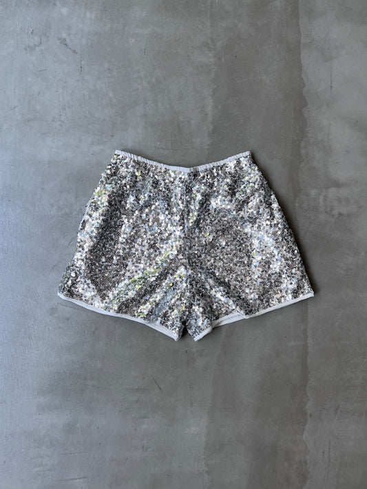 GLITTER SHORT PANTS "SILVER"