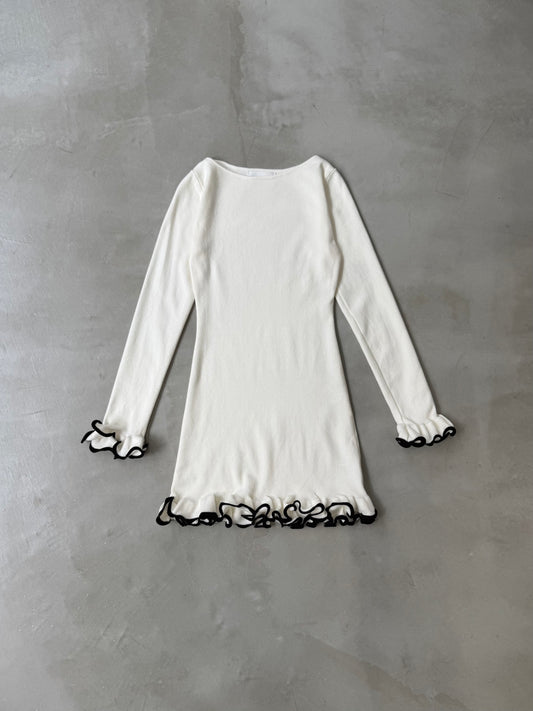 SHAKE FRILL DRESS "WHITE"