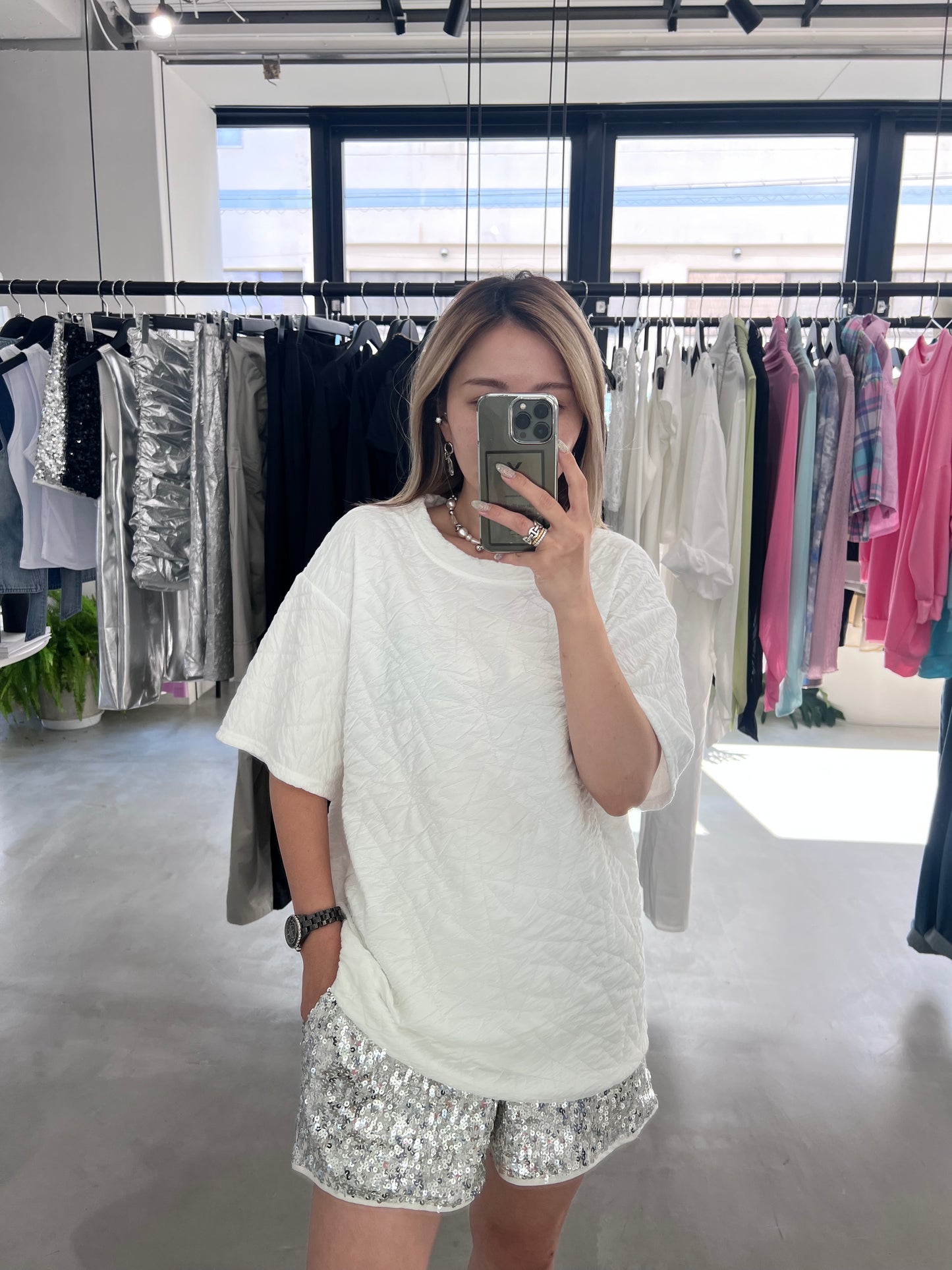 GLITTER SHORT PANTS "SILVER"