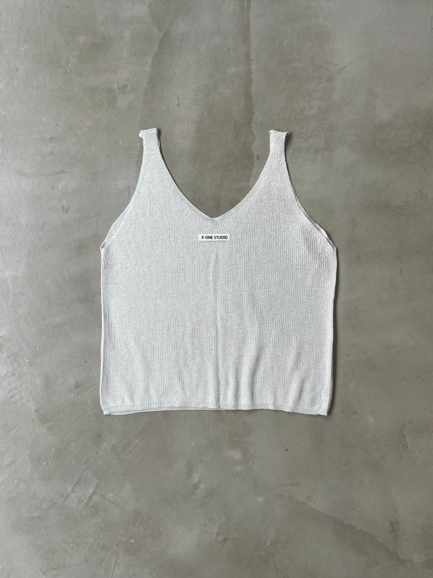 SHINY KNIT TANK "WHITE"