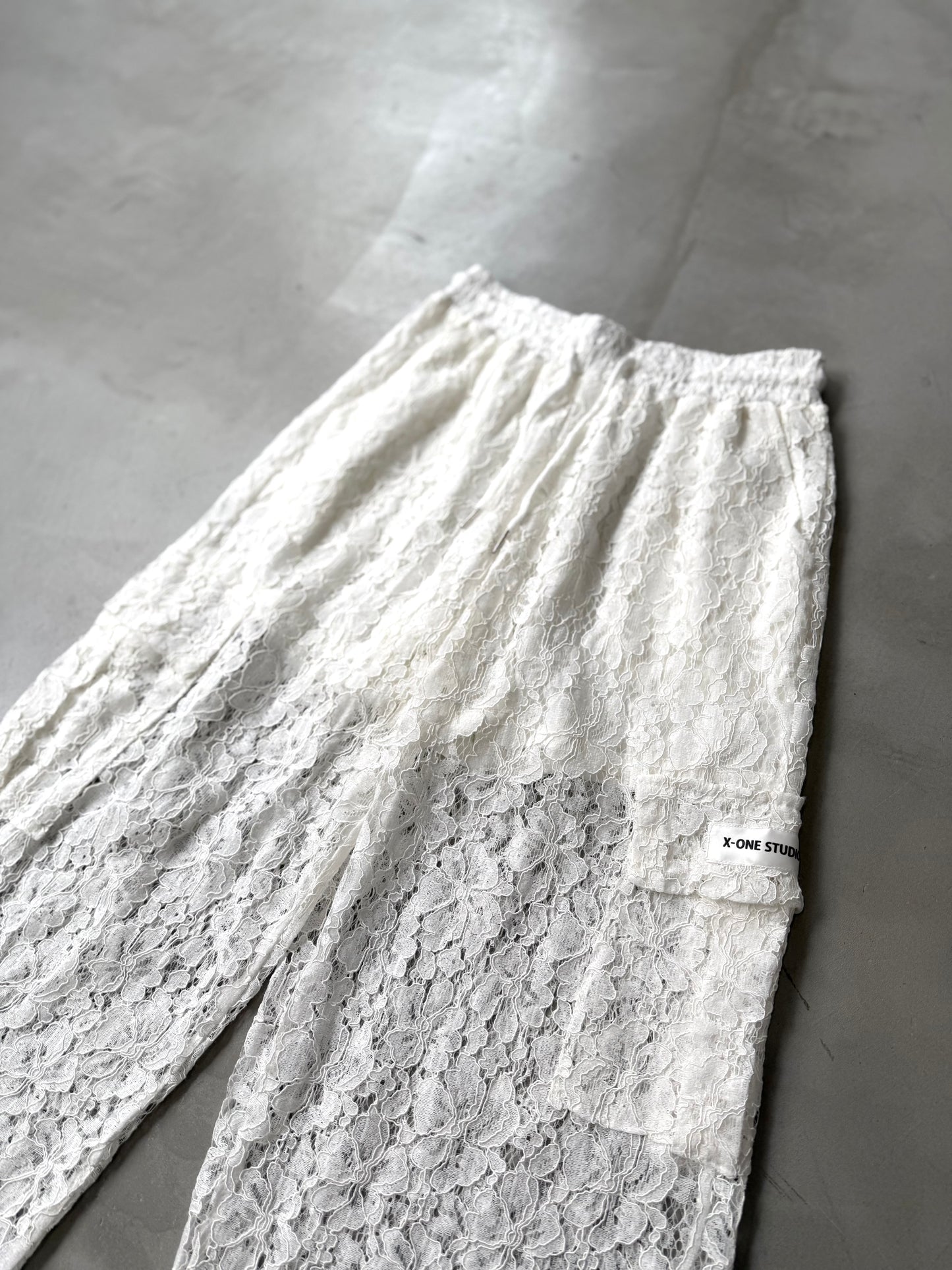 LACE CARGO PANT "WHITE"