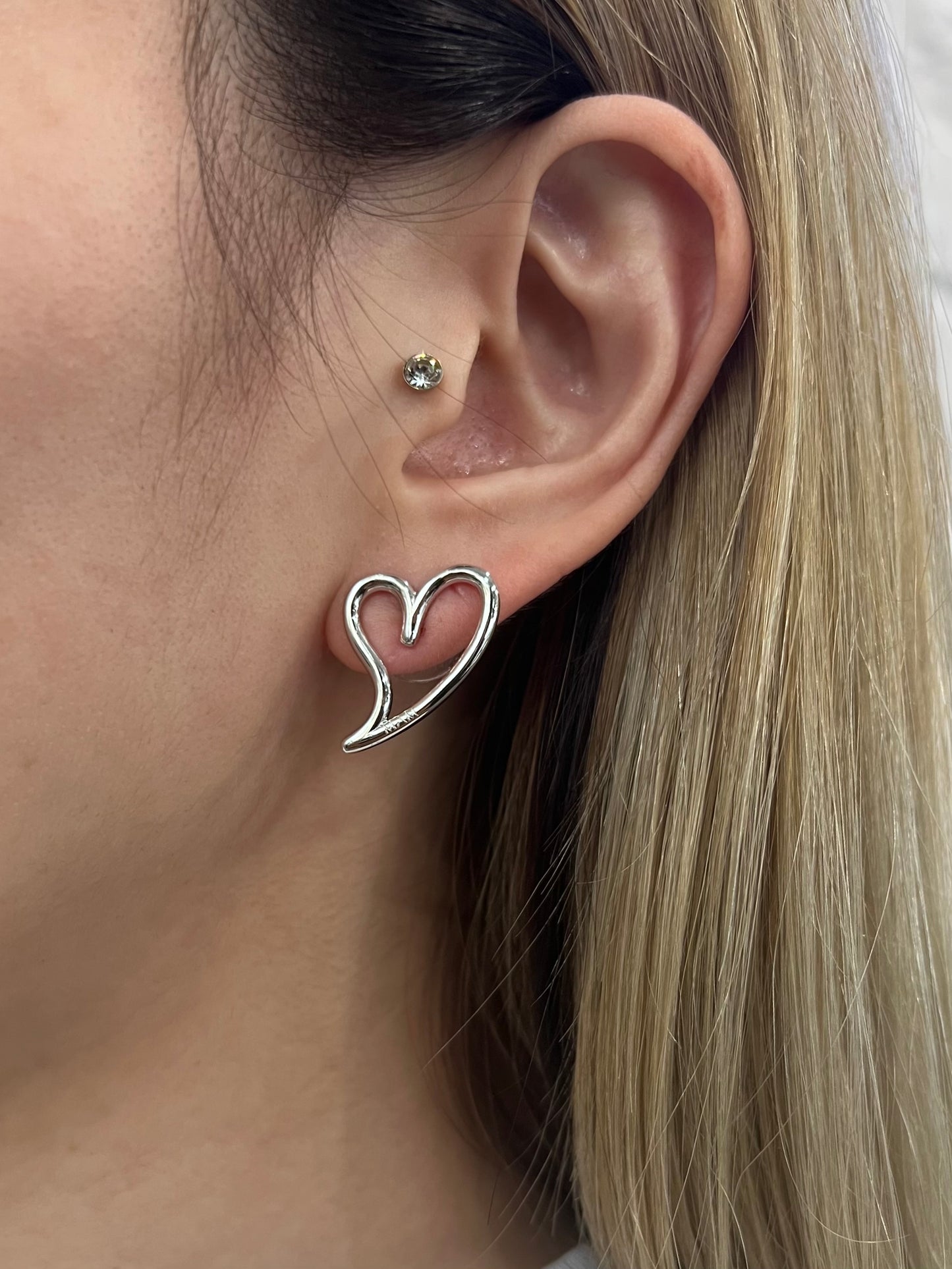 OPEN HEART EARRINGS "SILVER"