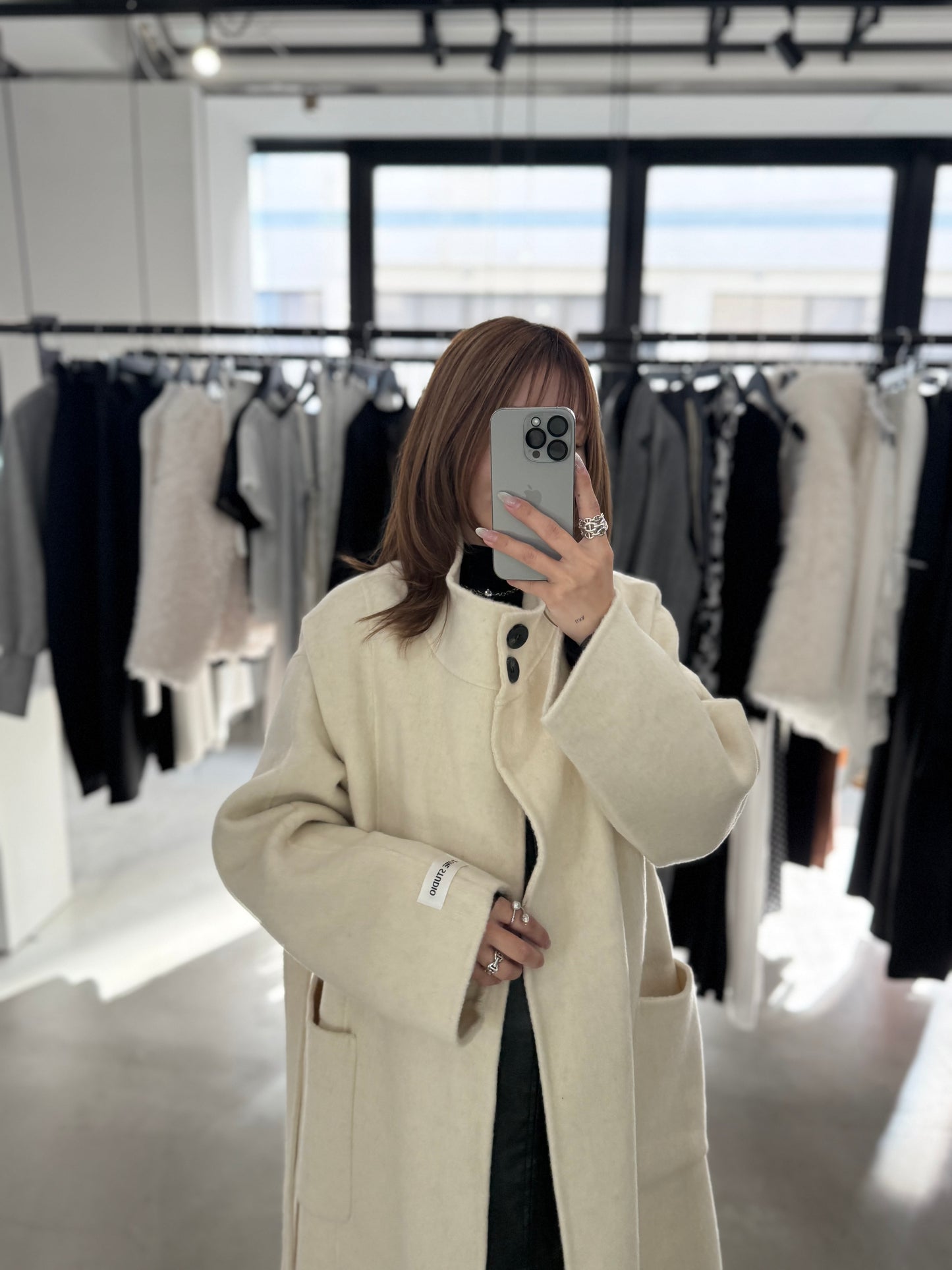 MELTON WOOL COAT "IVORY"