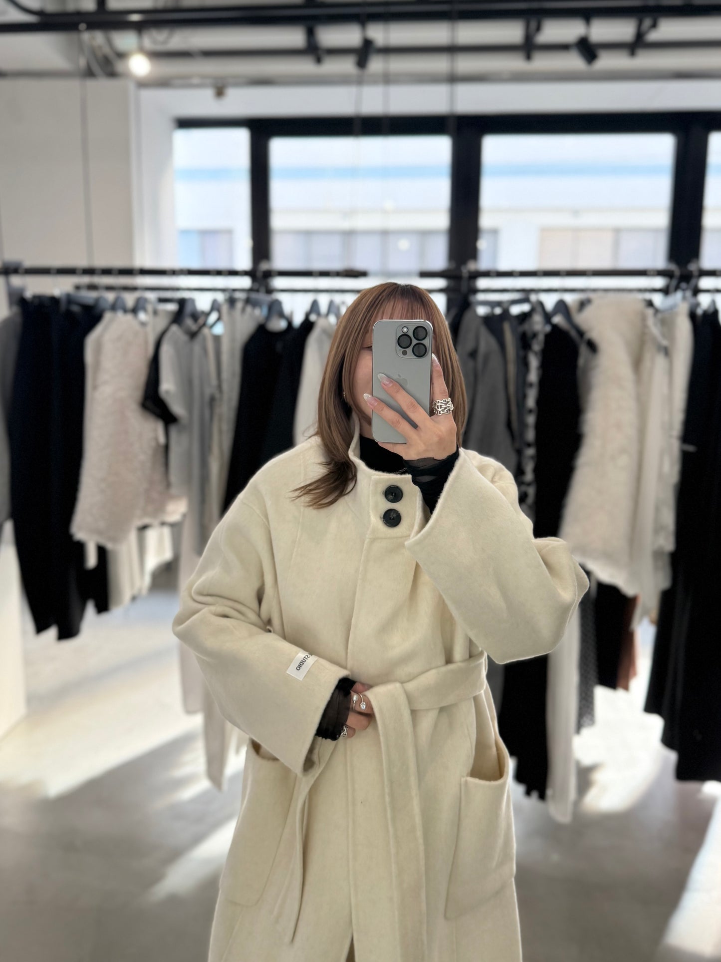 MELTON WOOL COAT "IVORY"
