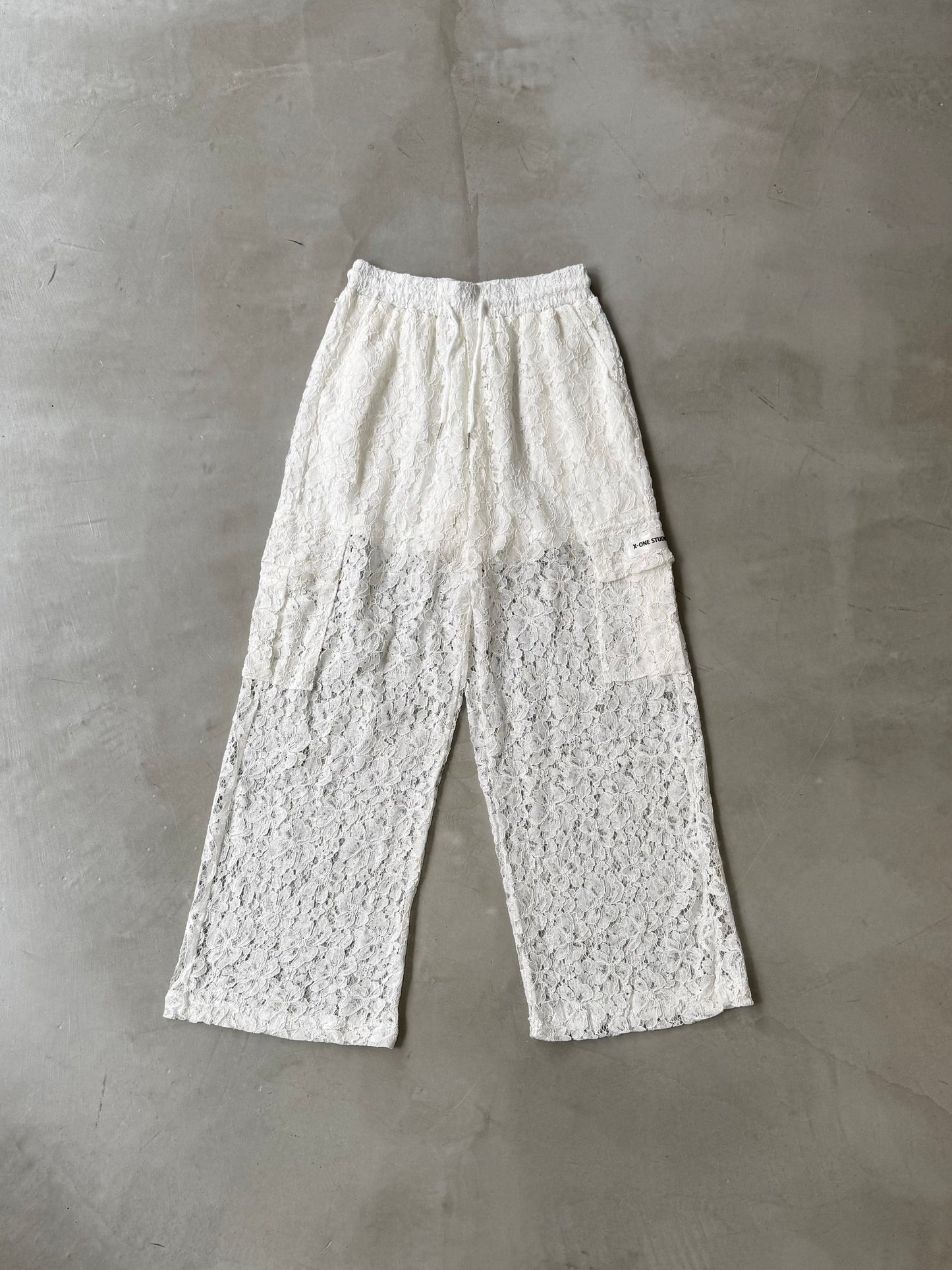 LACE CARGO PANT "WHITE"