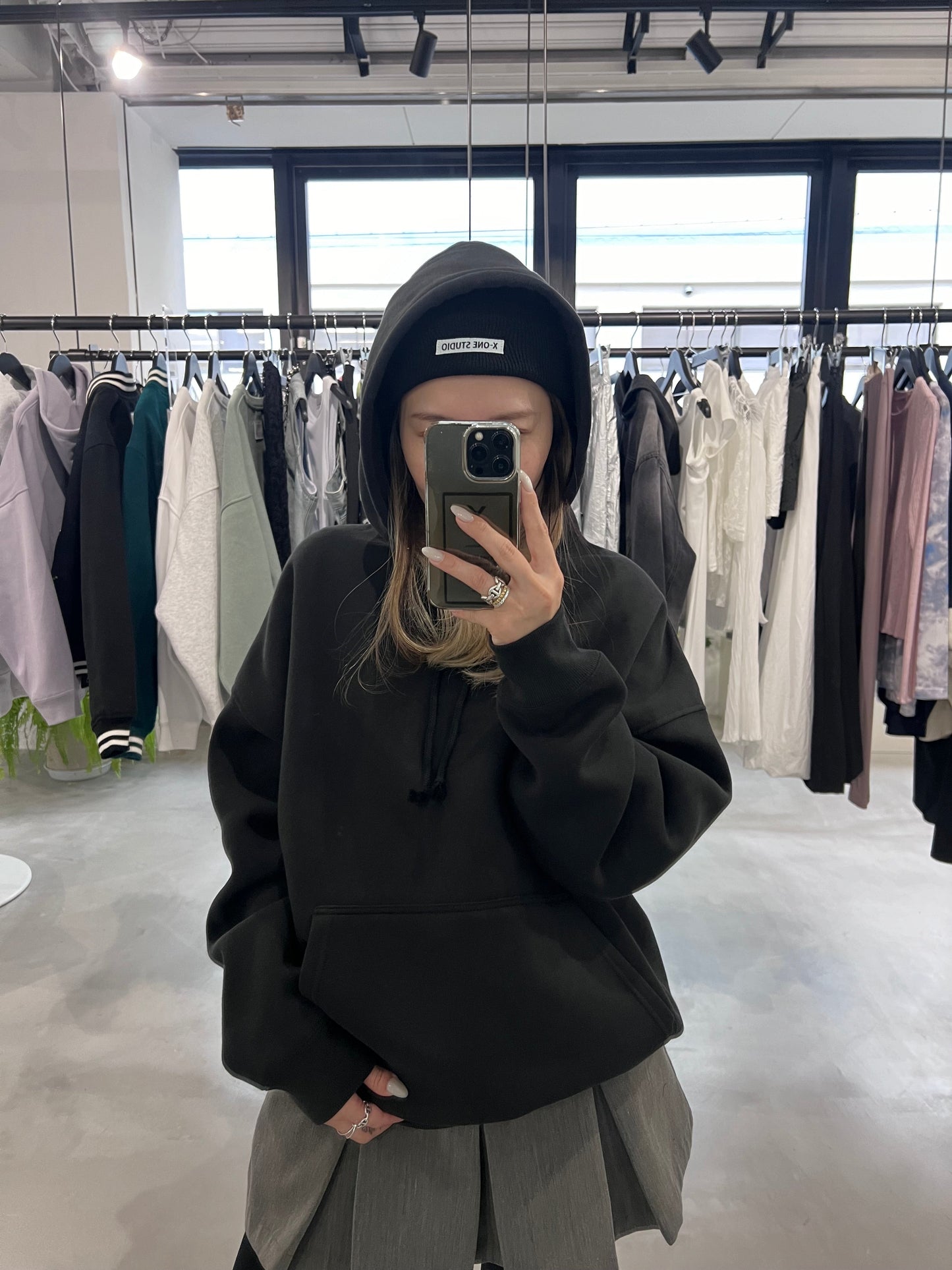 X-ONE WIDE HOODIE "BLACK"