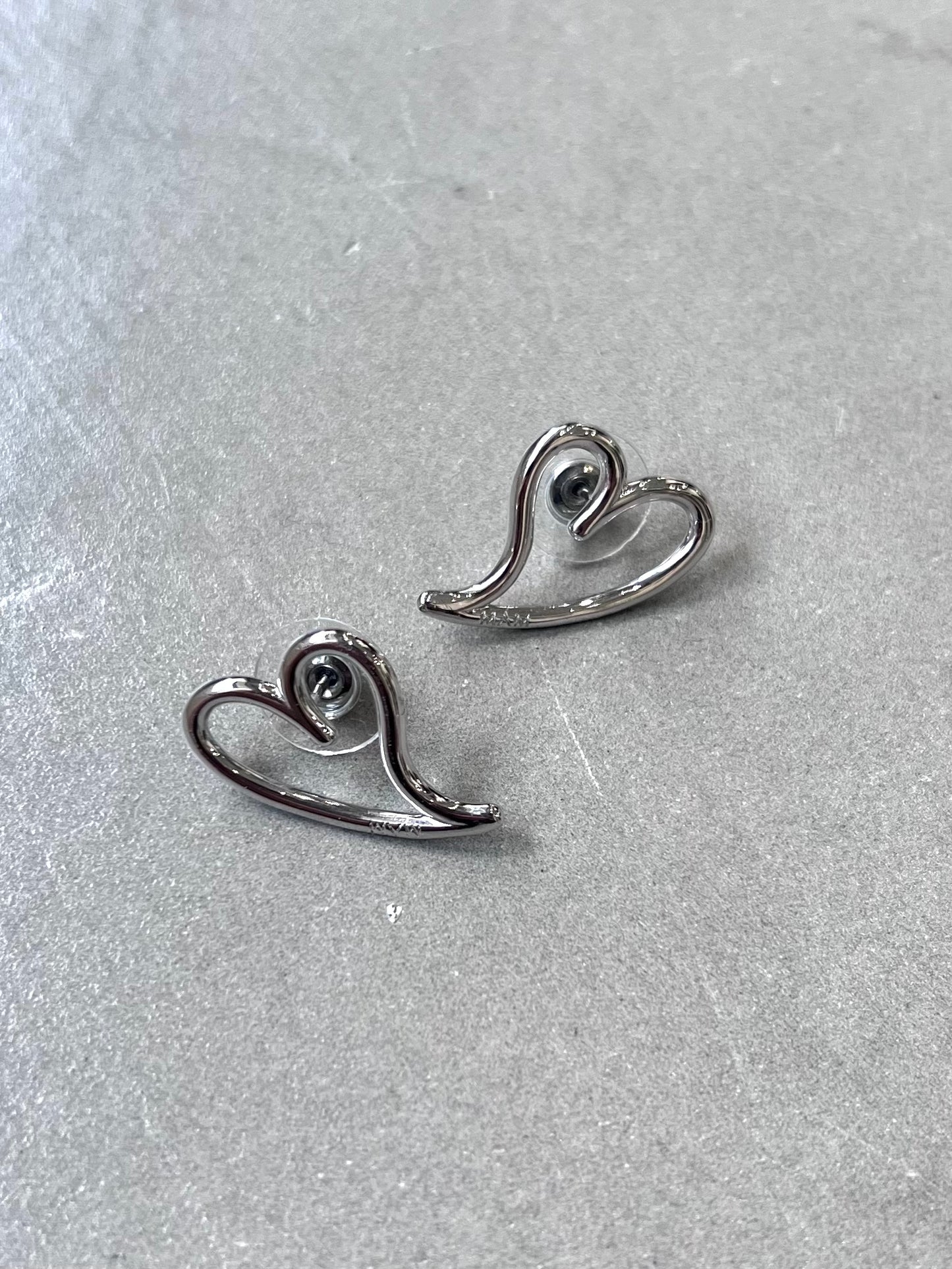 OPEN HEART EARRINGS "SILVER"