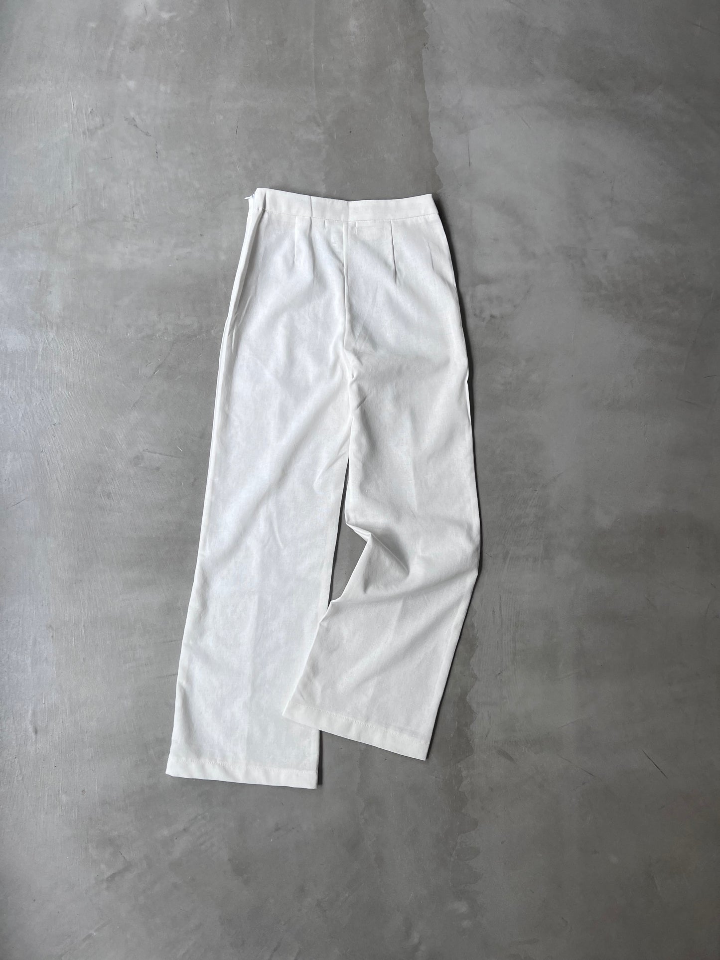 LINEN BLEND PANTS "WHITE"