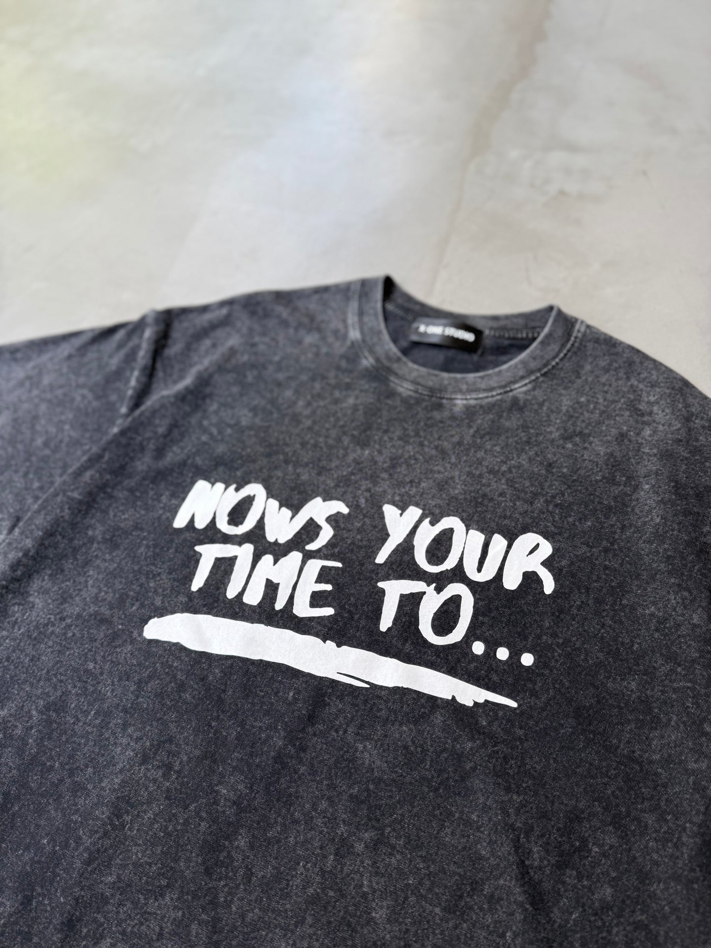 WASHED PRINT TEE "BLACK"