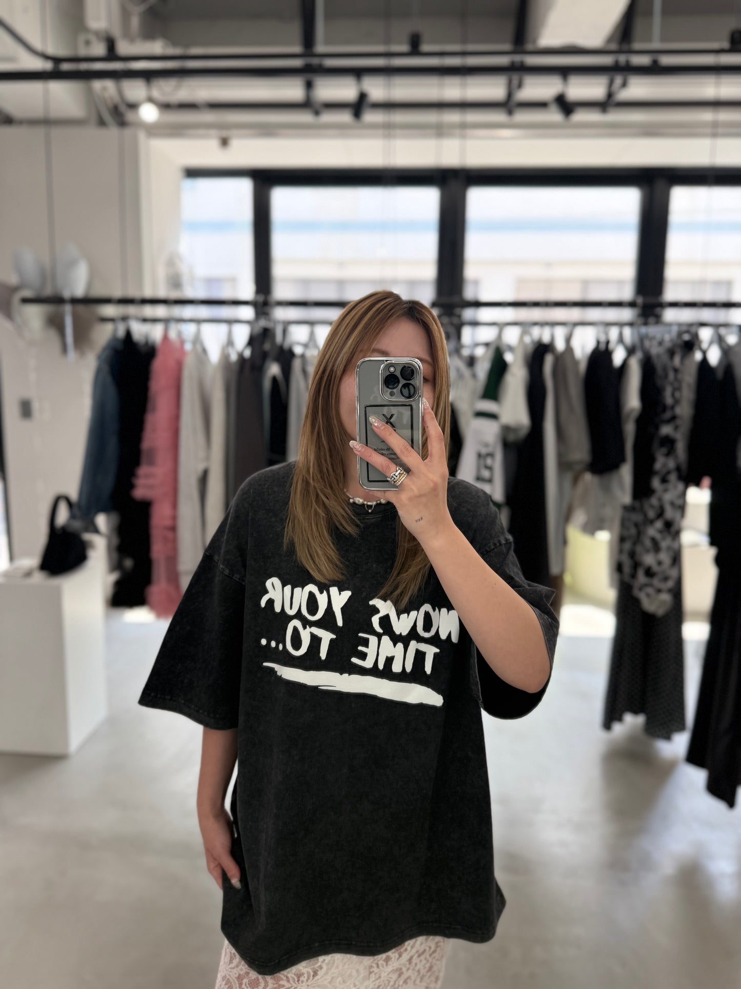 WASHED PRINT TEE "BLACK"