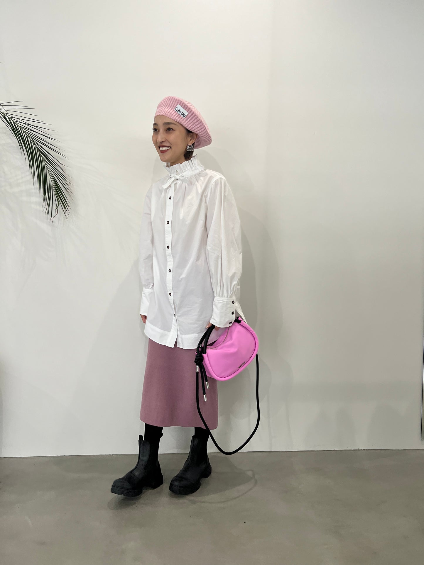 【GANNI】Rib beret "LILAC"