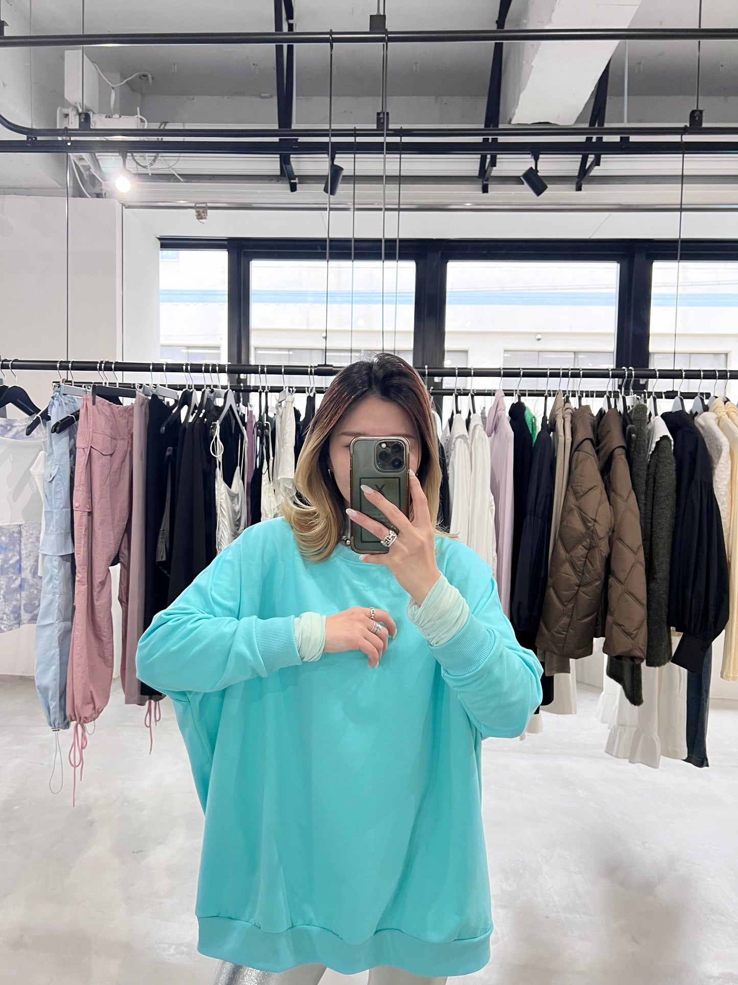 DOLMAN SLEEVE LONG TEE "AQUA BLUE"