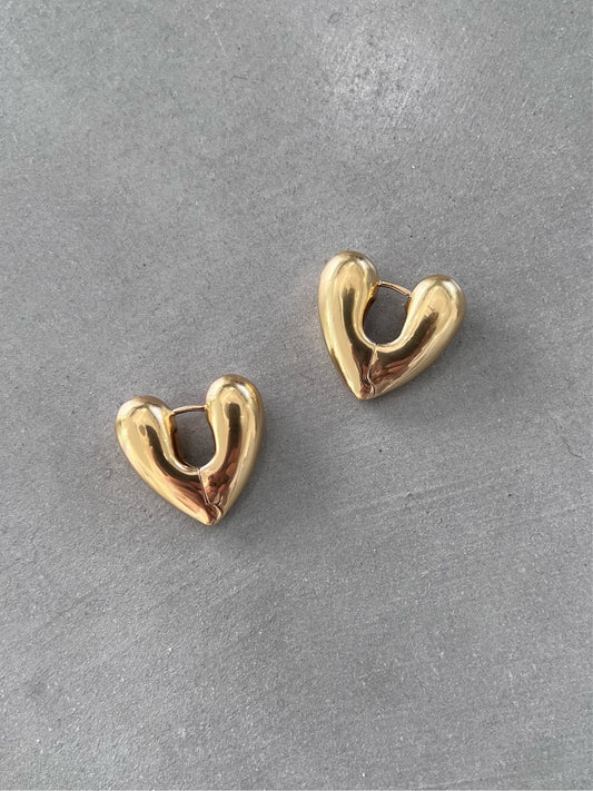 HEART HOOPS LARGE GLD