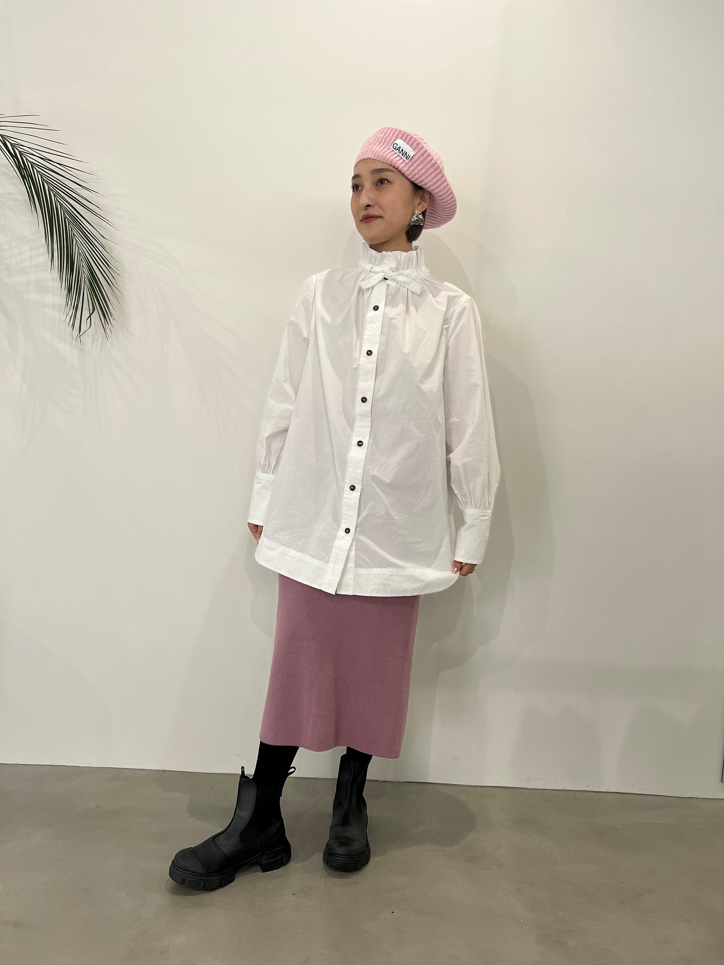 【GANNI】Rib beret "LILAC"