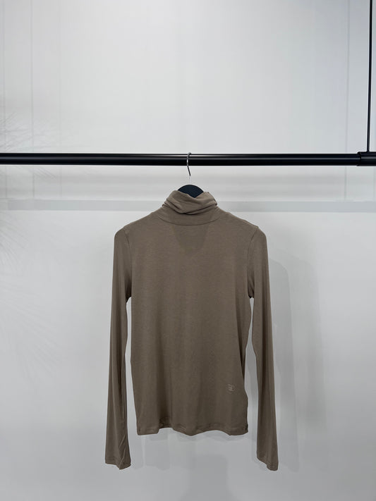 ROLL NECK JERSEY TOP “TAUPE”