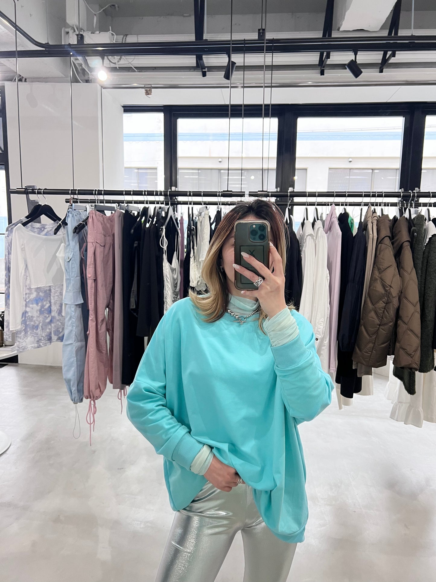 DOLMAN SLEEVE LONG TEE "AQUA BLUE"